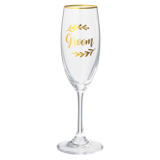 6 Pack: Gold Groom Toasting Flute by Celebrate It&#x2122;